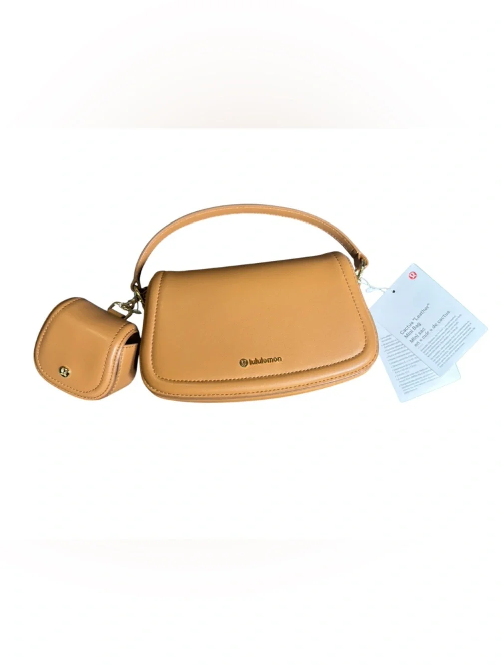 Lululemon Cactus Leather Mini Bag Chestnut Brown Gold NWT